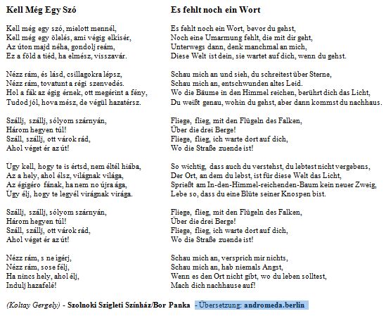 Kell még egy szó -Text