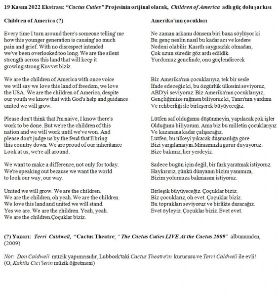 Kaktüs Çocukları - Güftesi