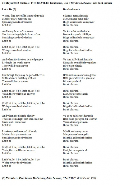 Let it Be - Güftesi