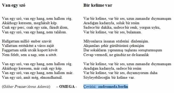 Bir kelime var - Metni