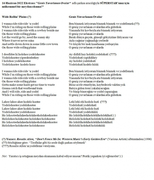 Wide Rolling Plains güftesi