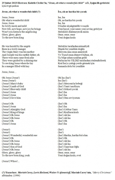 İsa Çocuğu - Güftesi