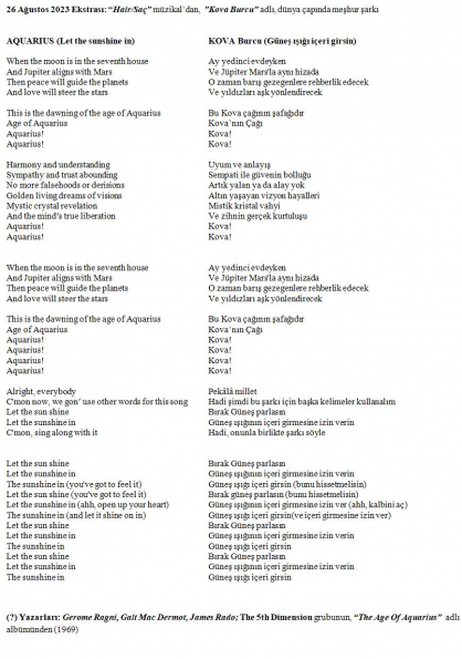 101 numaralı yorumum Ekstrası