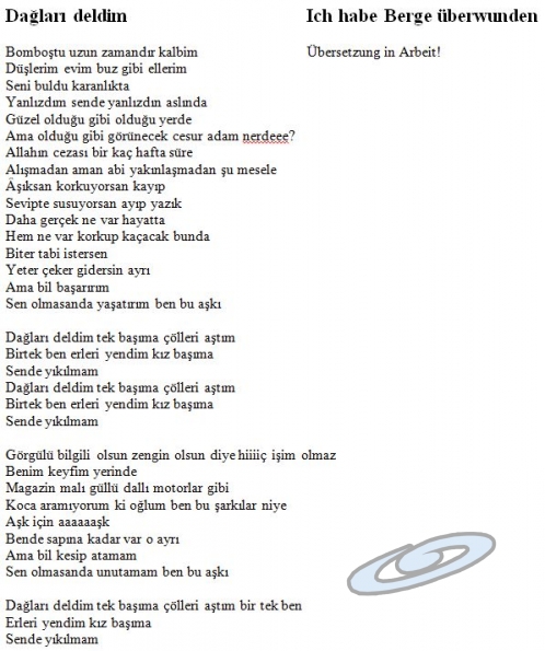 Daglari Deldim - Text